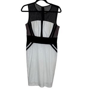 Calvin Klein Sequin Midi Dress White Black Size 8